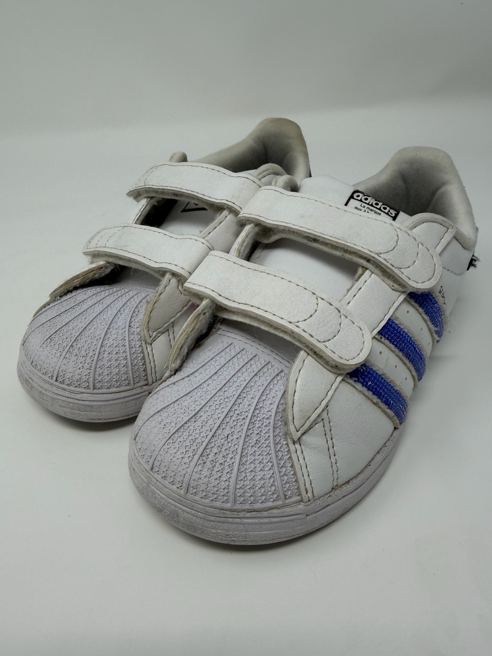 adidas Shelltoes Kids White & purple Velcro Sneakers